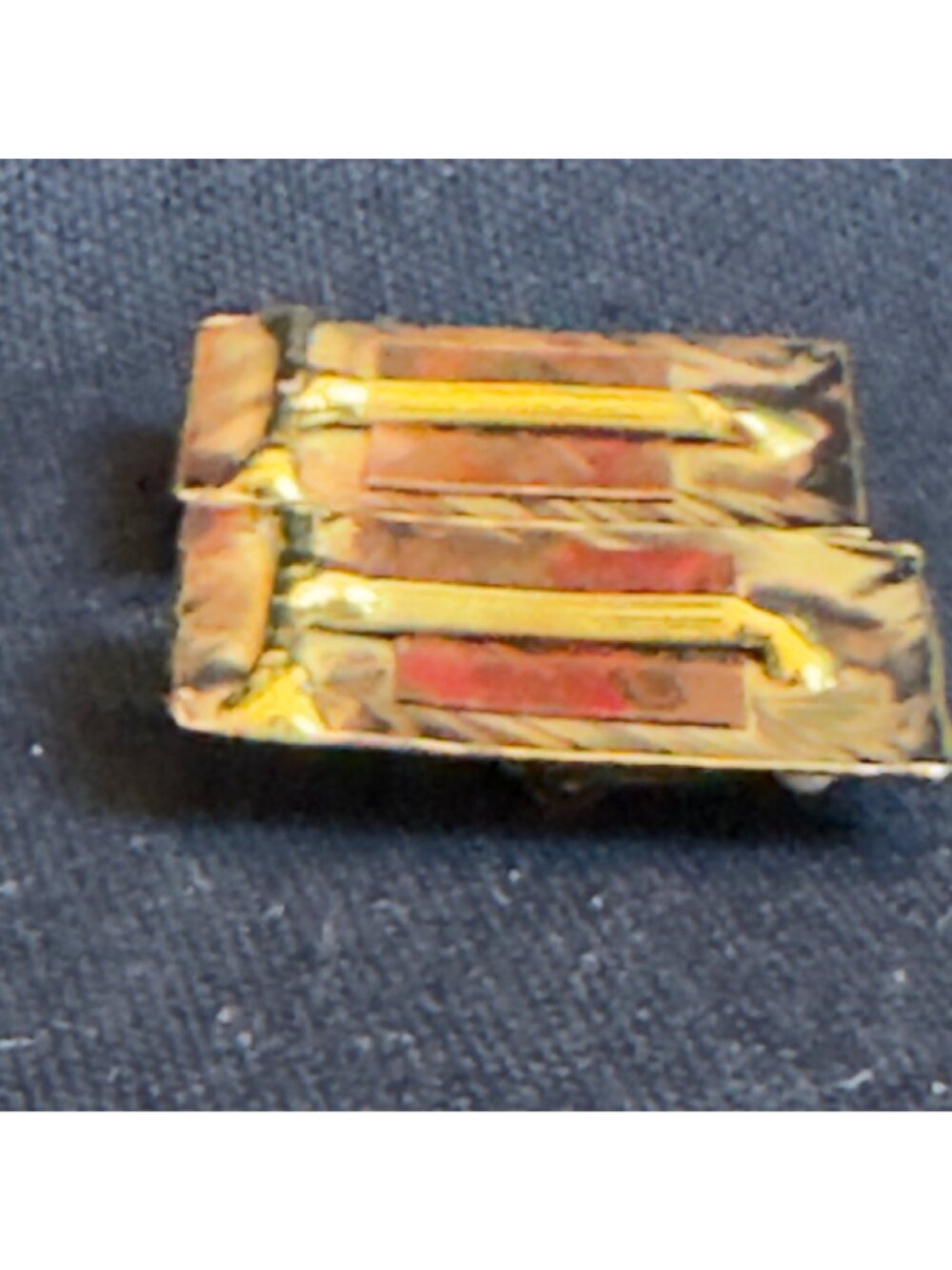 African Express Rectangular Gold-Tone & Marbled Clip-On Earrings Made In South A - Picture 7 of 10